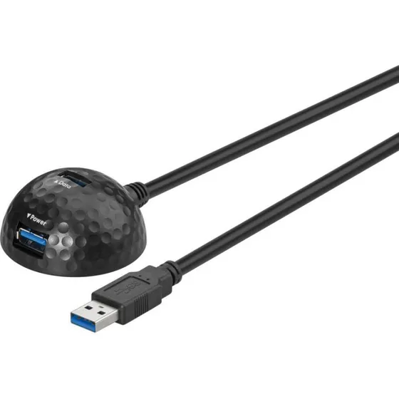 goobay USB 3.0 forlængerkabel med fod, 1,5m, Sort