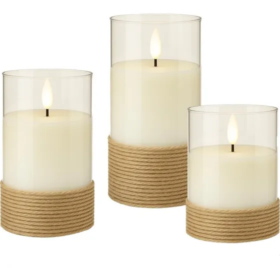 Goobay LED-stearinlys i glas, hvid, 3 stk.