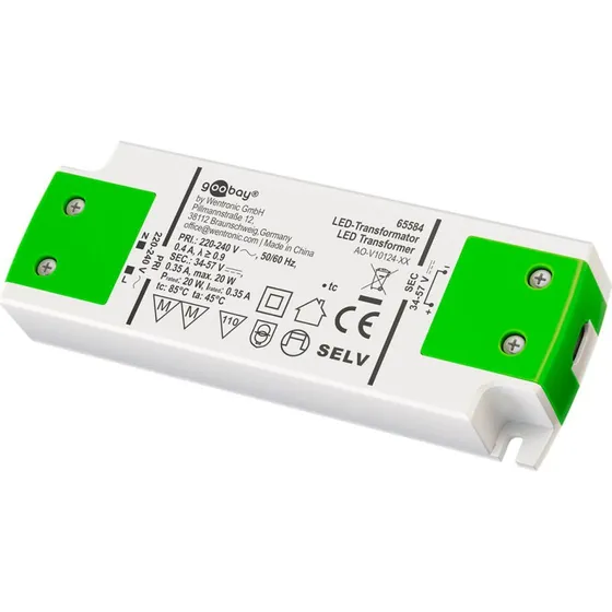 Goobay 65584 LED Transformer - 350mA / 20W - Hvid/Grøn
