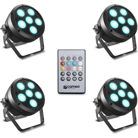Cameo ROOT Par 6 Set 1 - 4x RGBW-UV Spotlys med fjernbetjening