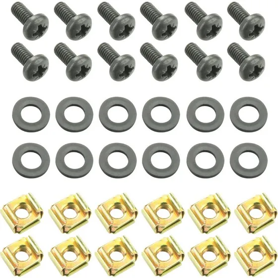 AH Rackskruesæt M6 x 12mm til stålskinne - 12 stk.