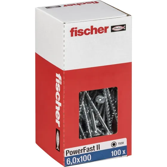 Fischer PowerFast II Spånskruer Galvaniseret TX 6,0x100mm (100 stk)