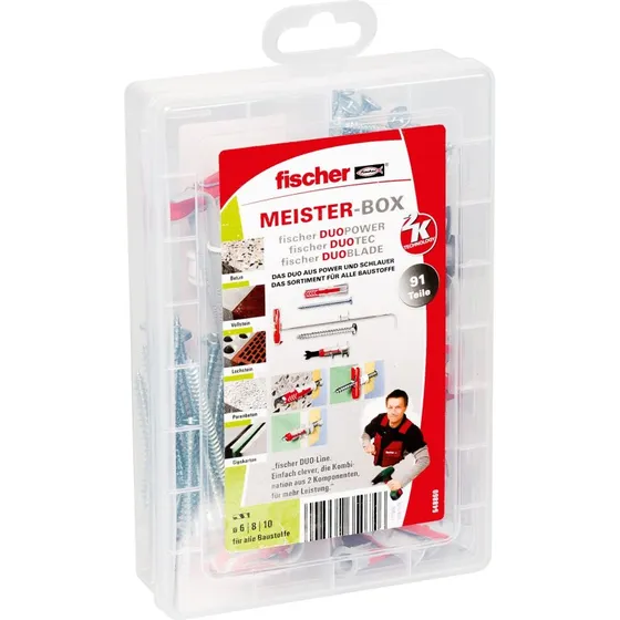 Fischer Meister-Box DuoLine Plugs med Skruer - 91 stk