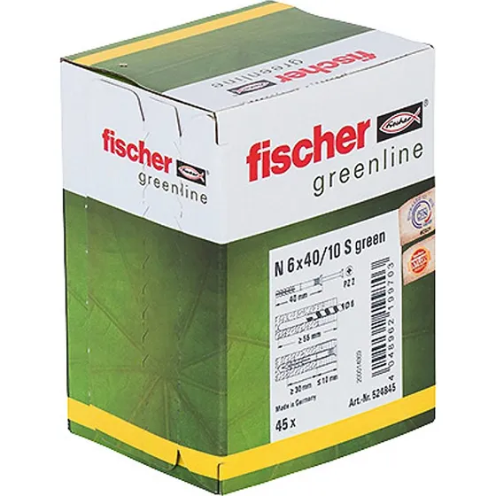 Fischer hammerfix sømdybel N 6x40 S, Grøn (45 stk)