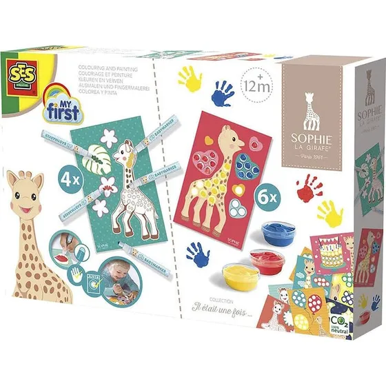 SES Creative Sophie la girafe - malesæt 10 kort, fingerfarver & tusser