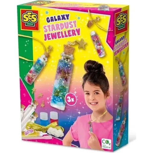 SES Creative S14772 Galaxy Stardust smykkesæt, 3 mini-flasker