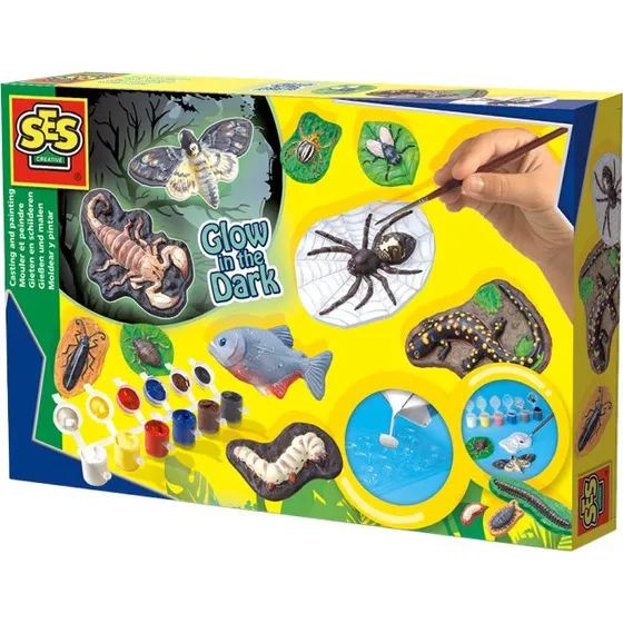 SES Creative Skræmmende dyr, der lyser i mørket - Støb & mal sæt