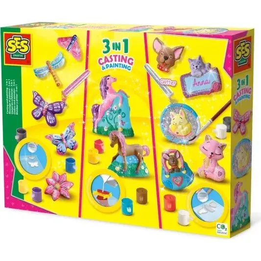 SES Creative 3-i-1 støb- og malesæt – multifigurer