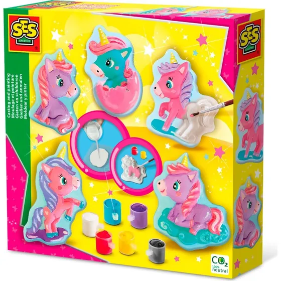 SES Creative Støb & Mal - Babyenhjørninger, 5 figurer, 6 farver