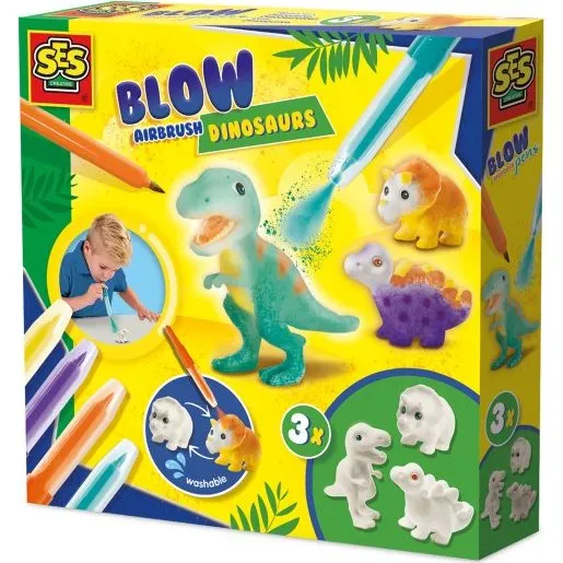 SES Creative Pustetusser Dinosaurer – 4 tusser & 3 figurer