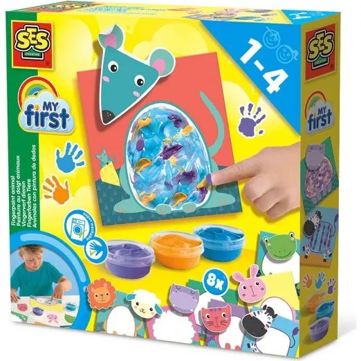 SES Creative 14444 My First Fingermaling Dyr – 8 kort, 3 farver