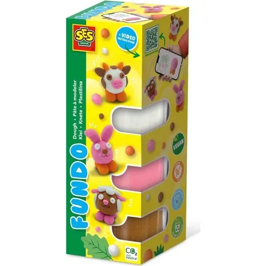 SES Creative FunDo Knete Bondegårdsdyr 3x90g + 1x40g