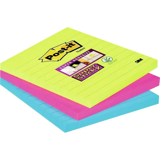 3M Post-it Super Sticky Notes 101x101 mm linjerede 3x70 Oasis