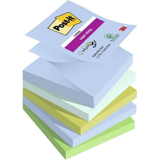 Post-it Super Sticky Z-Notes Oasis 76x76 mm, 5 blokke
