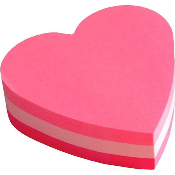 3M Post-it Notes Hjerte 70x70 mm – 225 ark, 3 rosa nuancer