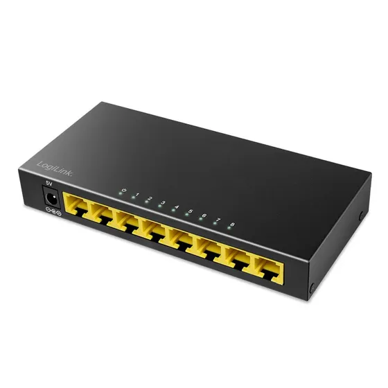 LogiLink 8-ports Gigabit Desktop Network Switch, Metal, Sort