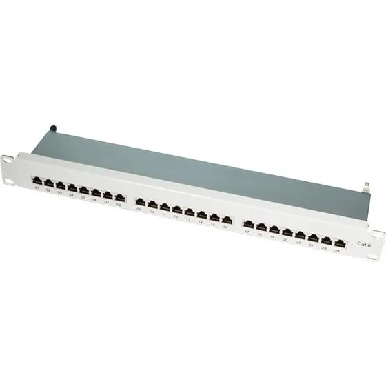 LogiLink Patchpanel CAT 6e STP 24-port 19" 1U Lysegrå