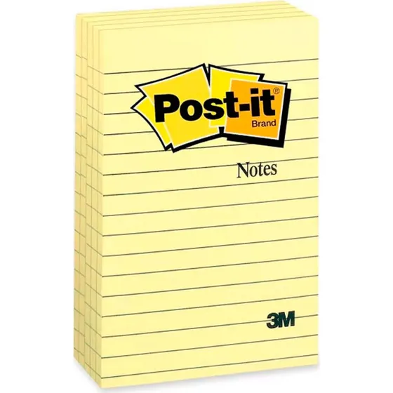 Post-it Notes 660 102x152 mm linieret gul, 6 stk