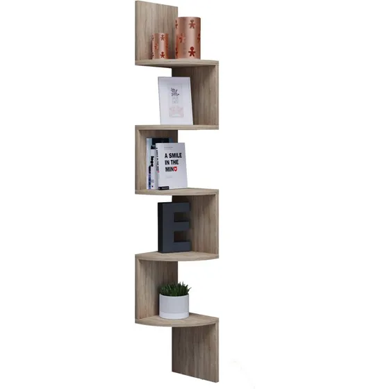 VCM Mintis Hjørnehylde - Beige/Sonoma Eg - 123 x 20 x 20 cm