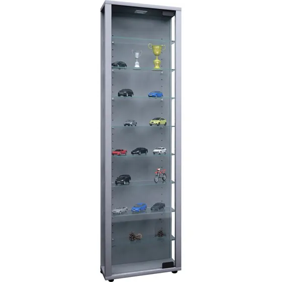 VCM Edana Maxi vitrineskab - Grå træ og glas - 113 cm