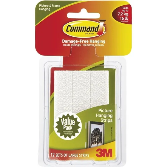 3M Command 17206 Billedophængsstrips, Store, Hvid (4 sæt)