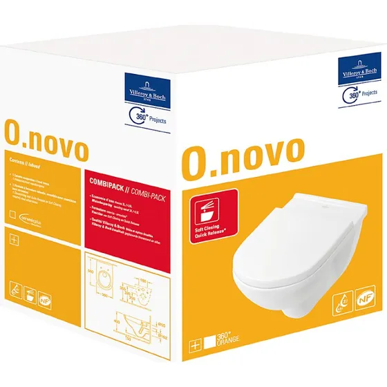 Villeroy & Boch O.Novo hængetoilet med SoftClose, Hvid Alpin