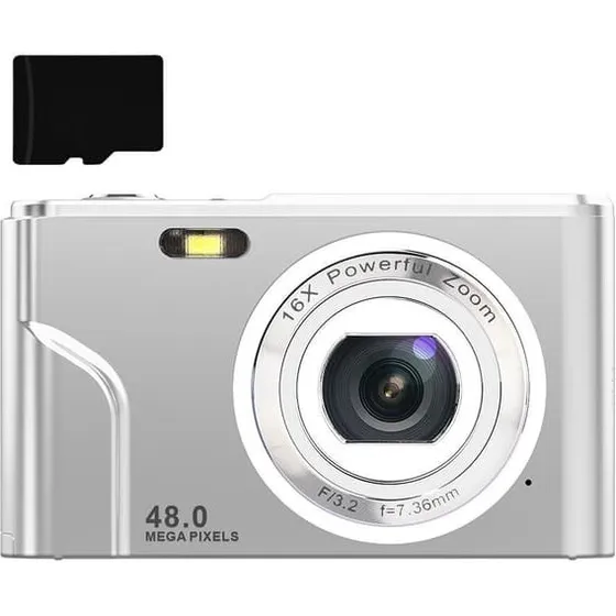 INF Digitalkamera 48 MP, 16x zoom, HD 1080p – Sølv