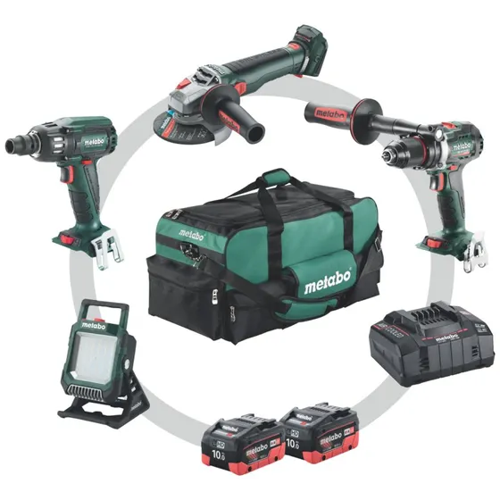 Metabo 18V Combo Sæt: 4 maskiner og 2 batterier i taske