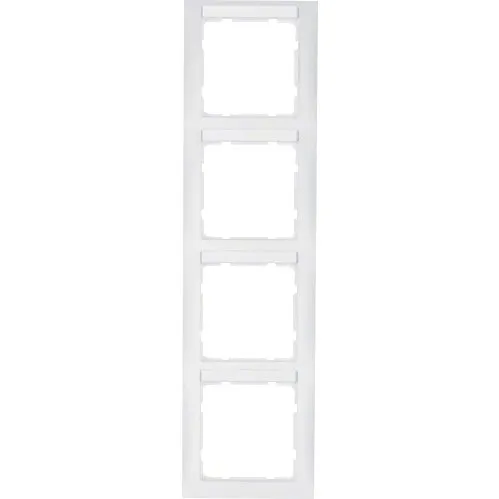 Berker Ramme 4 moduler lodret med labelfelt, hvid RAL9010