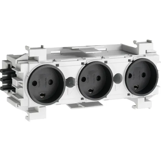 Hager Ecoline 3xdk stikkontakt, frontmonteret