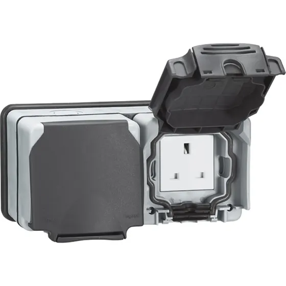 Plexo Mosaic IP66 underlag dobbelt - Grå RAL 7016