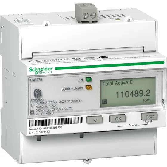 Acti9 iEM3275 3-faset kWh-måler til DIN-skinne, MID-certificeret