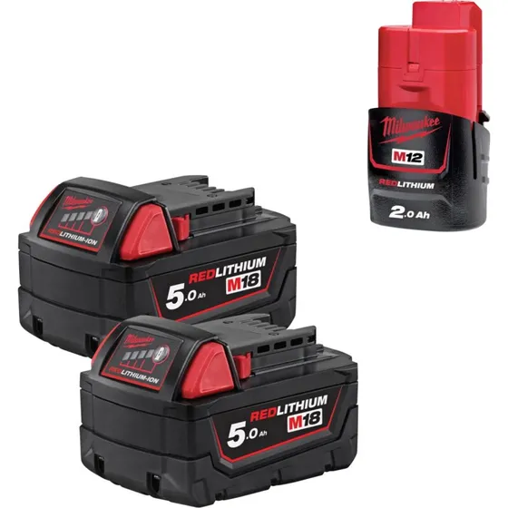 Milwaukee M18 B52 startsæt – 2x5,0 Ah M18 + 1x M12 2,0 Ah