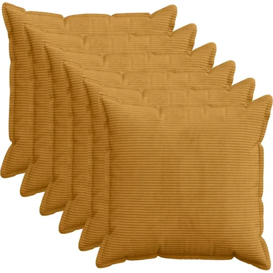 vidaXL HOUTEN Pudebetræk 6 stk. Gul Cordfløjl 70 x 70 cm