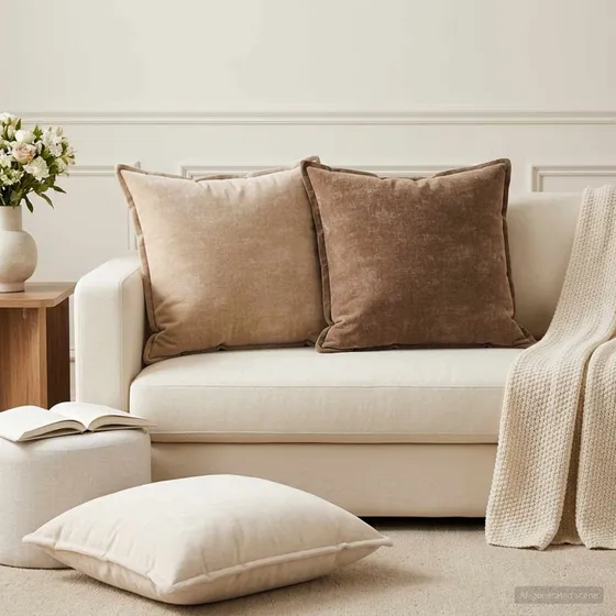 vidaXL HOUTEN Pudebetræk 6 stk. - Cremefarvet Chenille 60x60 cm