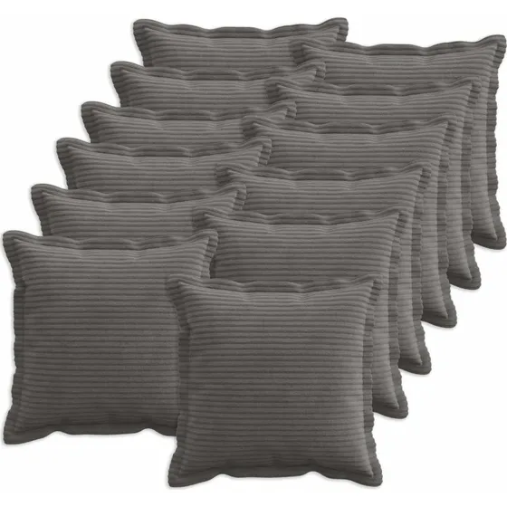 vidaXL HOUTEN Pudebetræk 12 stk. Mørkegrå Cordfløjl 50x50 cm