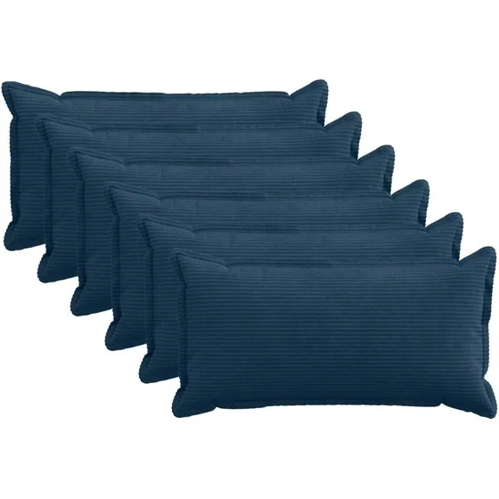vidaXL HOUTEN Pudebetræk 6 stk. Mørkeblå Cordfløjl 40x80 cm