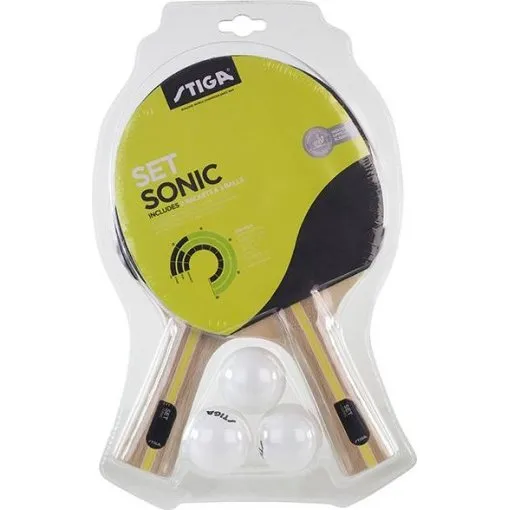 STIGA Sonic bordtennissæt — 2 bat, 3 bolde