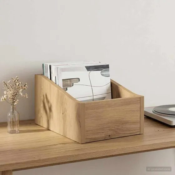 vidaXL LP pladeæske Artisan-eg 23 x 33 x 16 cm