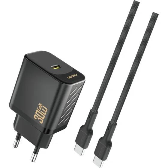 Dudao A27PCEU 30W GaN USB-C Wall Charger med kabel - Sort