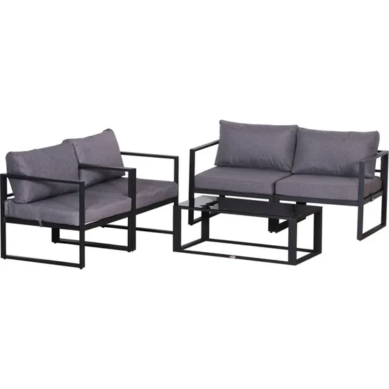 Havemøbelsæt 4-dele med sofa og opbevaringsbord - grå 138x69x63 cm