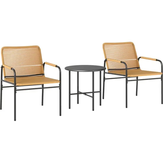 Rattan 3-delt bistrosæt til 2 personer, gul