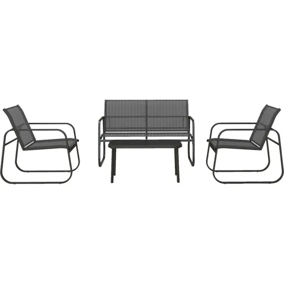 Havemøbelsæt 4 dele – 2-pers sofa, 2 lænestole, sort