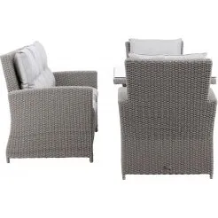 Brentwood Sofa Sæt 4-dele i gråt kunstflet — hjørnesofa & bord