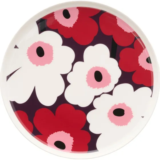 Marimekko Oiva Unikko middagstallerken 25 cm, cranberry/pink