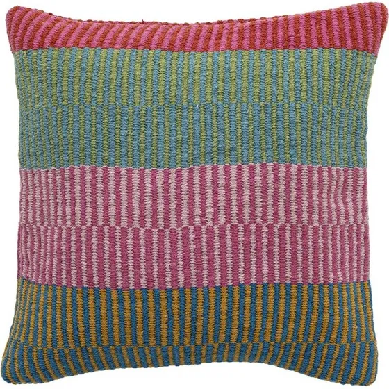 Bloomingville Isnel Pude, Stribet m. Rosa, Blå & Grøn - 45x45 cm