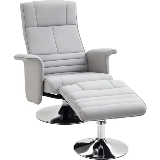 HOMCOM elektrisk massagestol med skammel, liggende, lysegrå