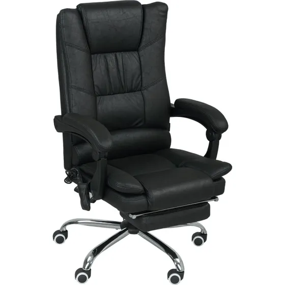 Massagestol kontorstol med massage og fodstøtte, sort 64×70×118 cm