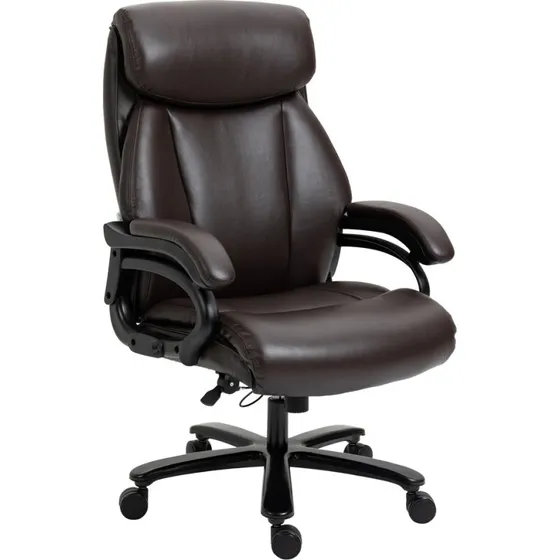 Executive kontorstol, brun PU, ergonomisk, højdejusterbar, 180 kg