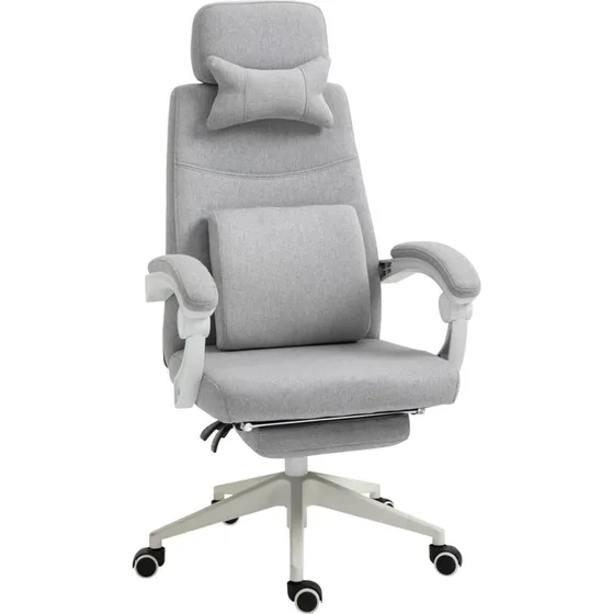 UdenMærke Kontorstol ergonomisk m. nakkestøtte, grå 62x68x117-127